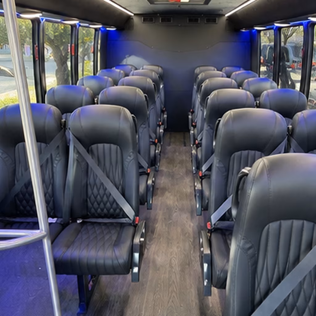 mobile 28 passenger minibus interior