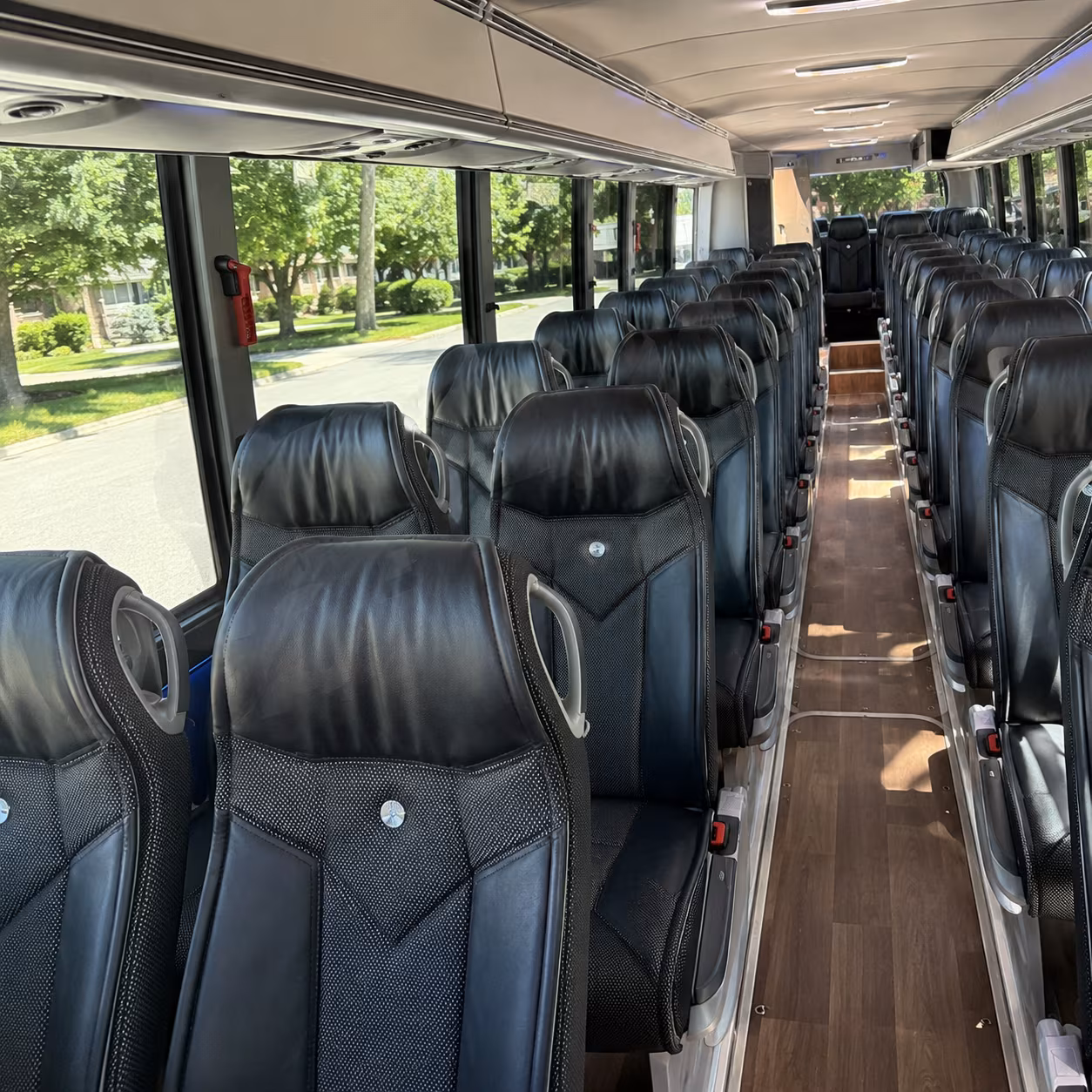 mobile 40 passenger charter bus inside