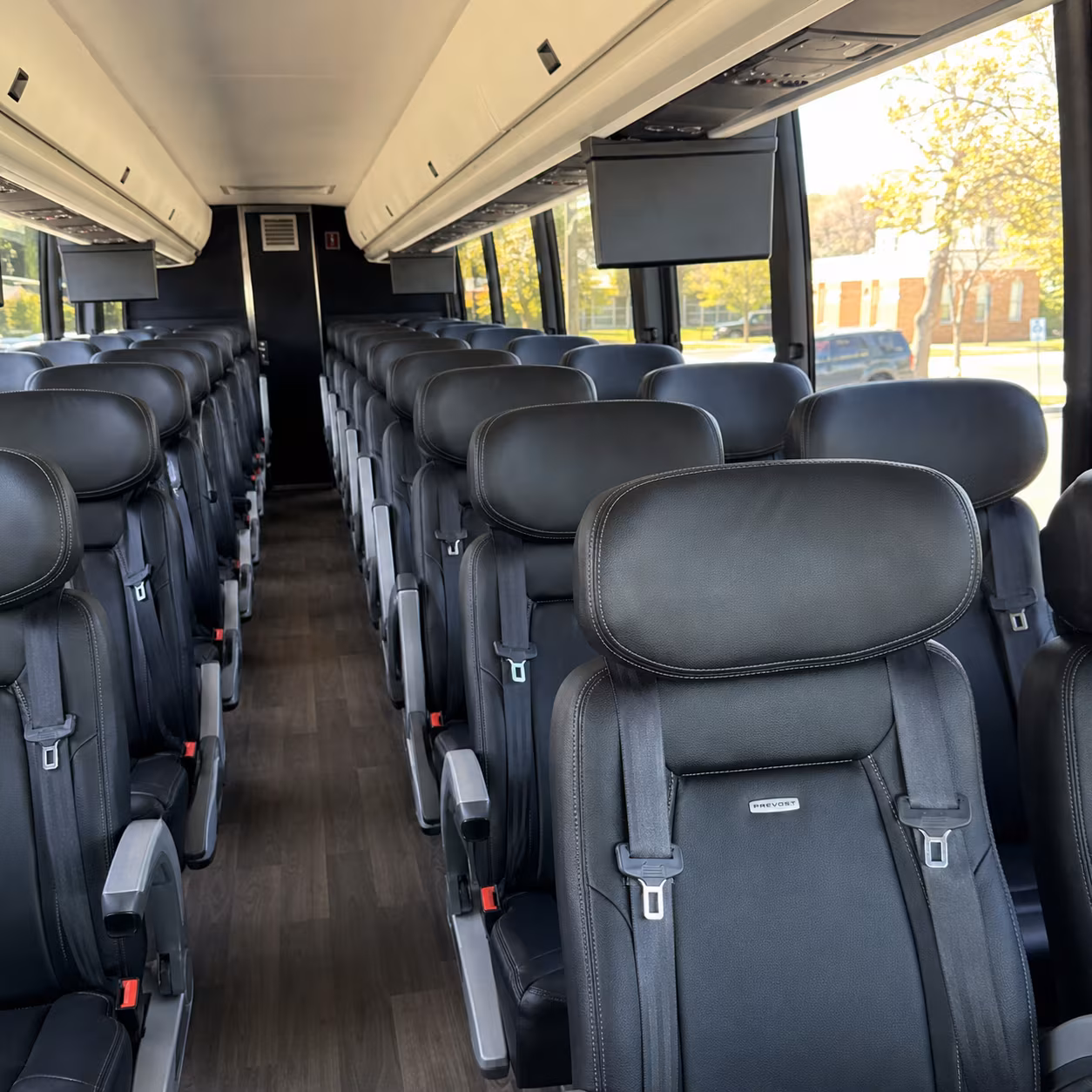 mobile 45 passenger charter bus inside