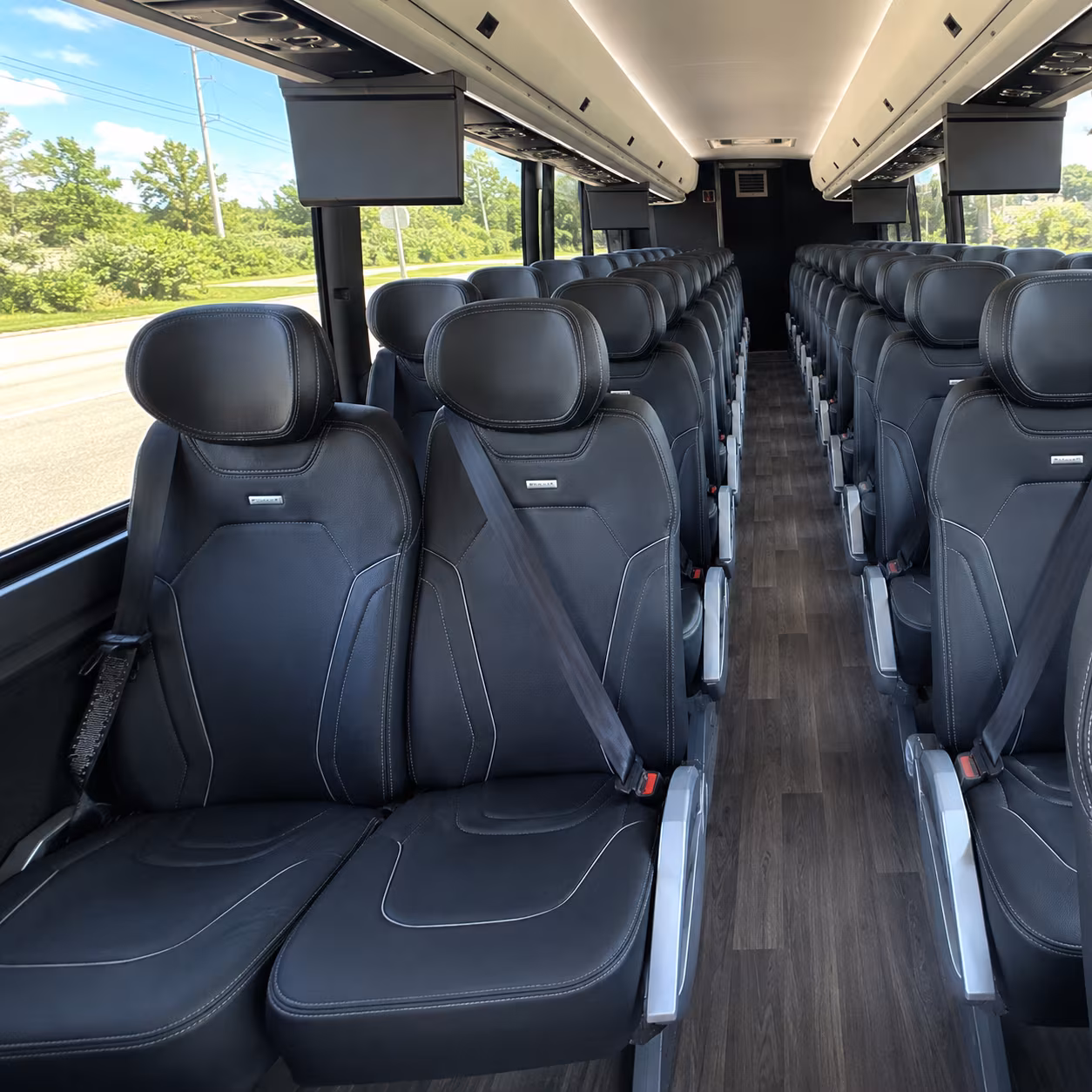mobile 47 passenger charter bus inside