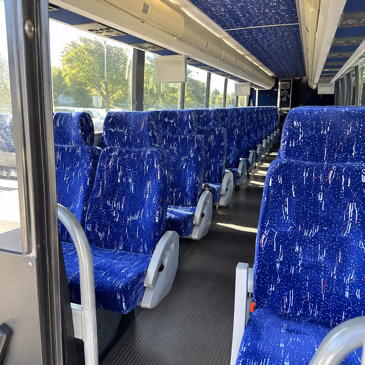 mobile 50 passenger charter bus inside