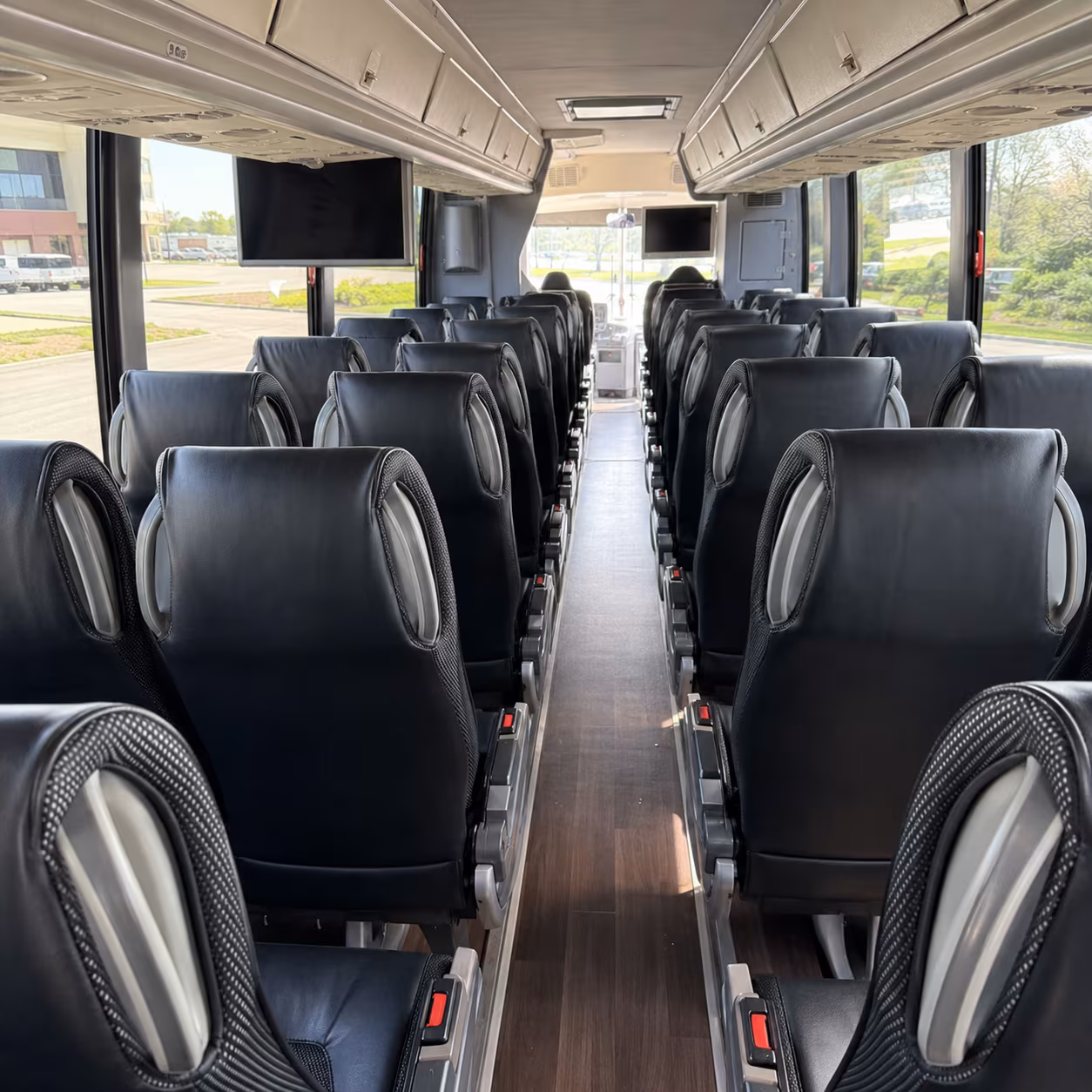 mobile 56 passenger charter bus inside